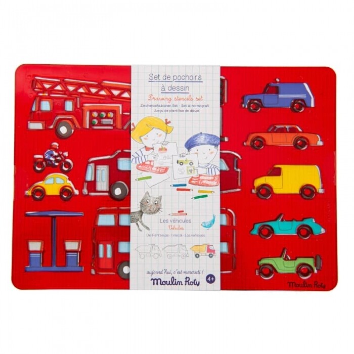 Σετ Στένσιλ Σχεδίασης "Οχήματα" Moulin Roty