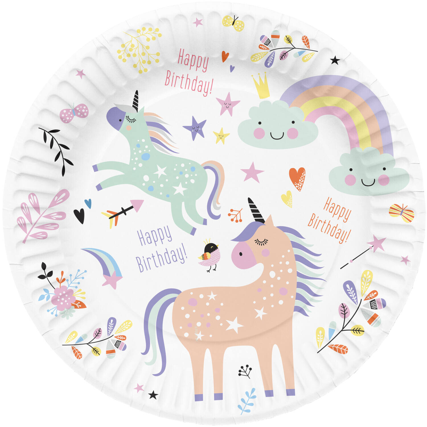 Χάρτινα Πιάτα Unicorns &amp; Rainbows 8 τεμάχια