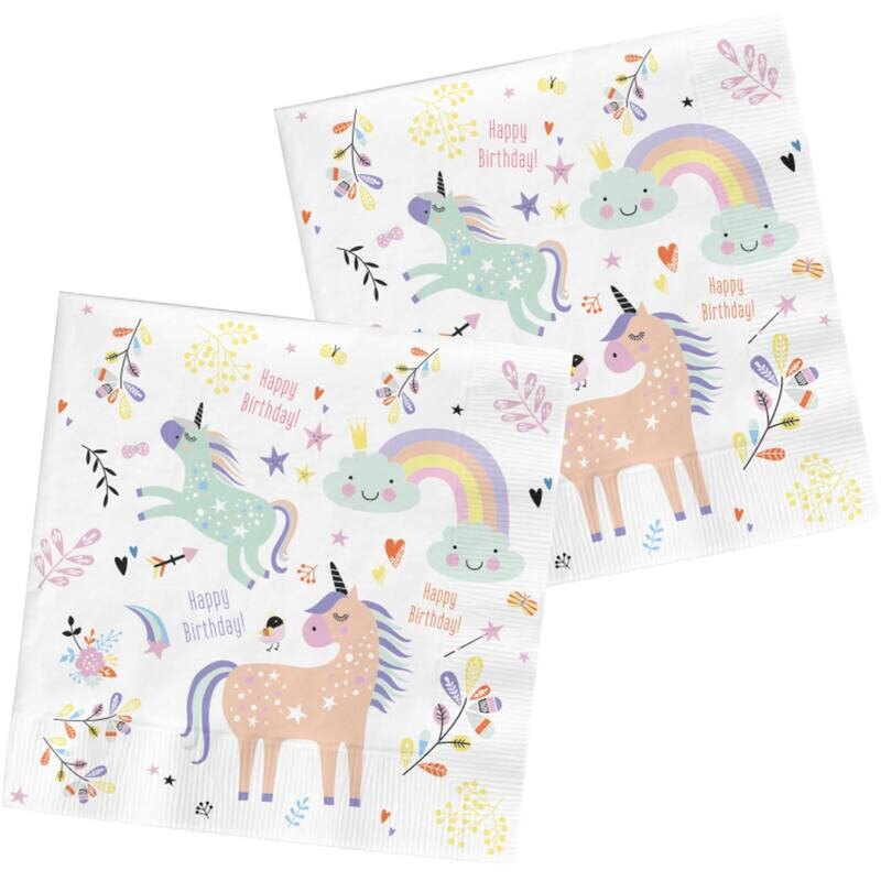 Χαρτοπετσέτες Unicorns &amp; Rainbows 20 τεμάχια