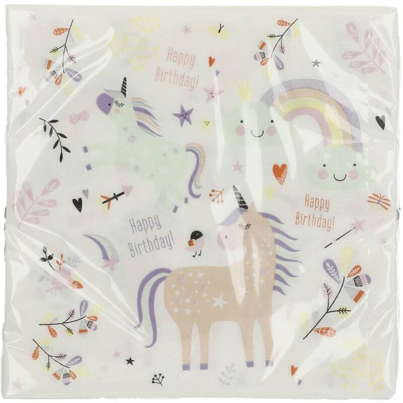 Χαρτοπετσέτες Unicorns &amp; Rainbows 20 τεμάχια