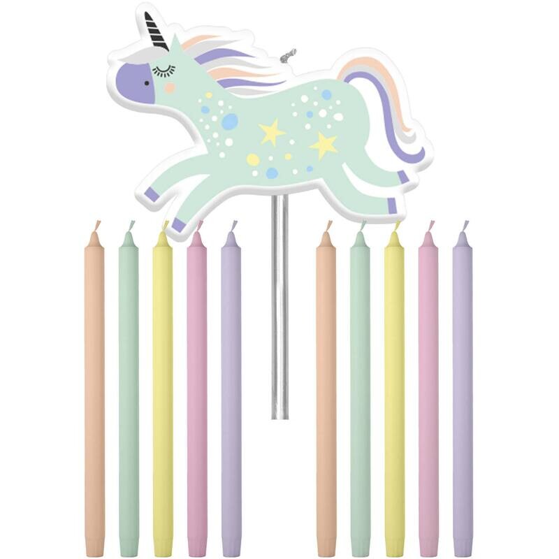 Κεράκια Unicorns &amp; Rainbows 11 τεμάχια