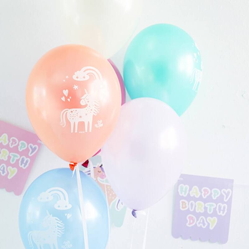 Μπαλόνια Latex Unicorns &amp; Rainbows 6 τεμάχια