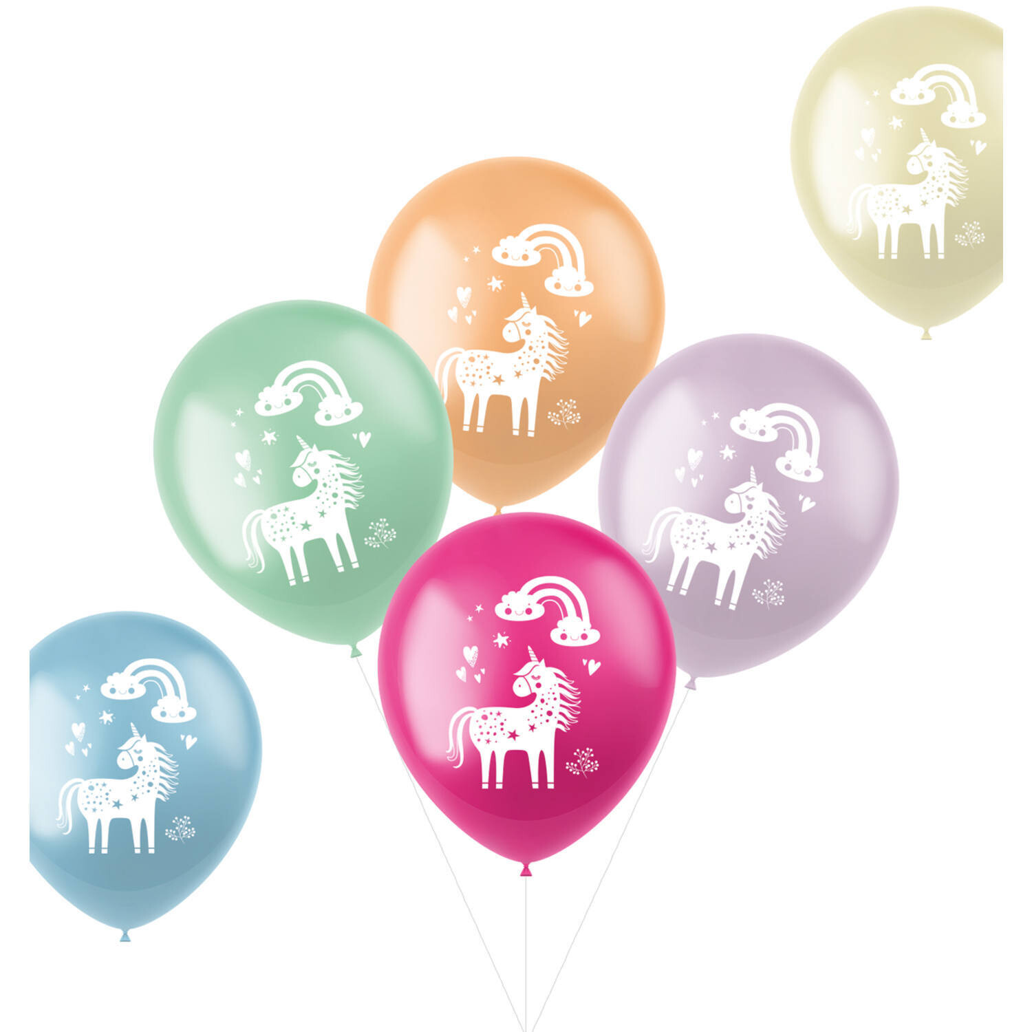 Μπαλόνια Latex Unicorns &amp; Rainbows 6 τεμάχια