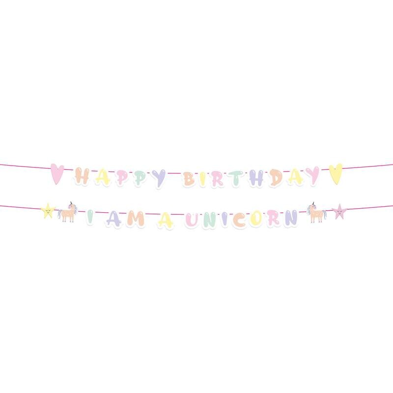 Γιρλάντα Happy Birthday Unicorns &amp; Rainbows 2 τεμάχια