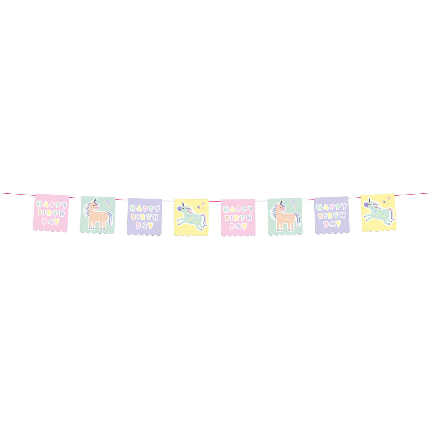 Γιρλάντα Με Σημαιάκια Happy Birthday Unicorns &amp; Rainbows