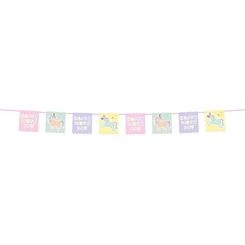 Γιρλάντα Με Σημαιάκια Happy Birthday Unicorns &amp; Rainbows