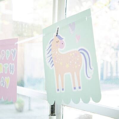 Γιρλάντα Με Σημαιάκια Happy Birthday Unicorns &amp; Rainbows