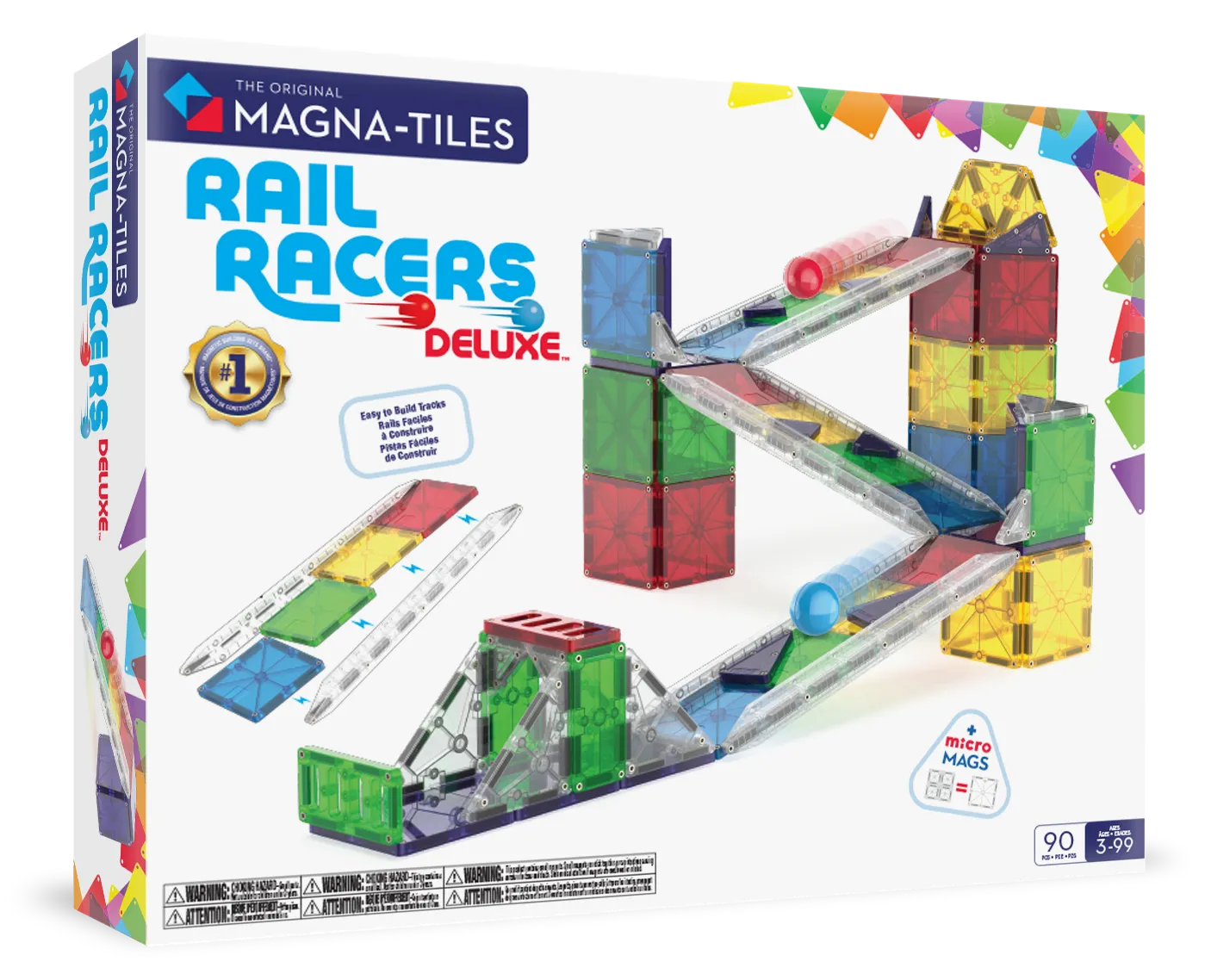 MAGNA-TILES Μαγνητικό Παιχνίδι 90 κομματιών Rail Racers Deluxe