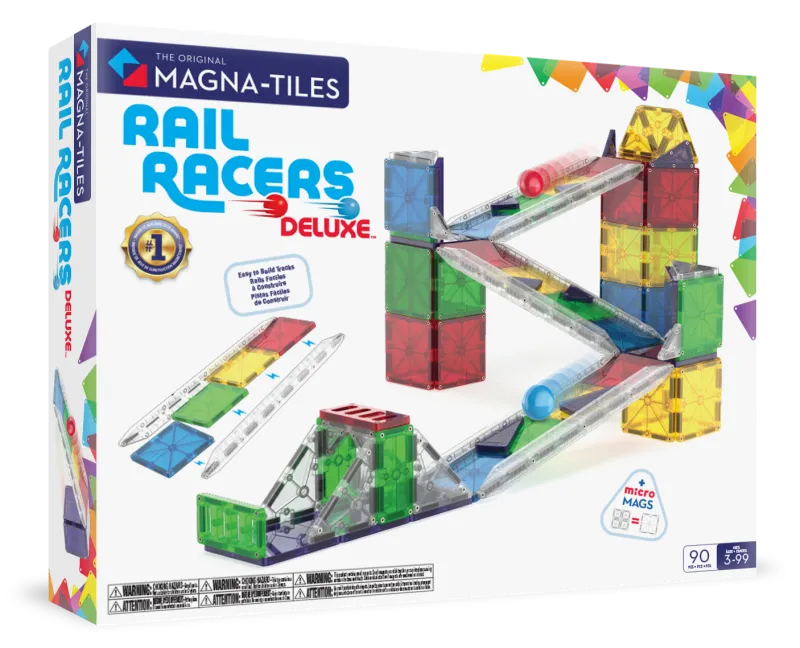 MAGNA-TILES Μαγνητικό Παιχνίδι 90 κομματιών Rail Racers Deluxe