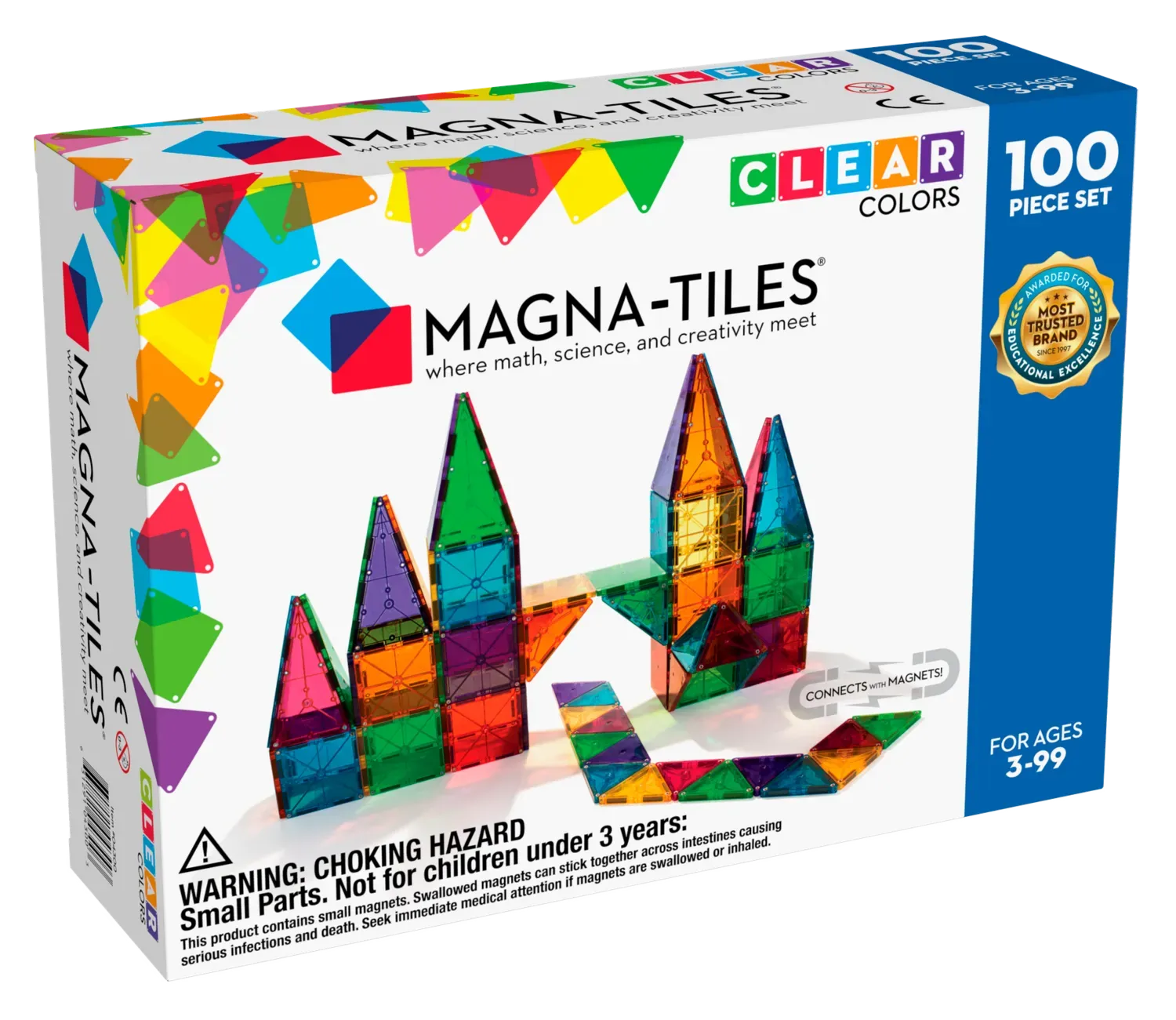 MAGNA-TILES Μαγνητικό Παιχνίδι 100 κομματιών Clear Colors