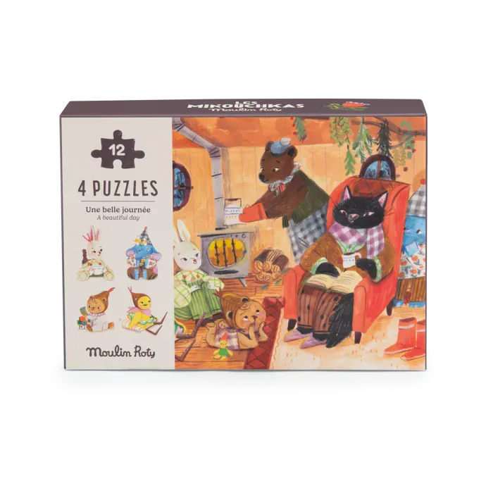 4 Μίνι Παζλ Μια Όμορφη Μέρα 12 κομμάτια Moulin Roty