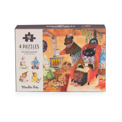 4 Μίνι Παζλ Μια Όμορφη Μέρα 12 κομμάτια Moulin Roty