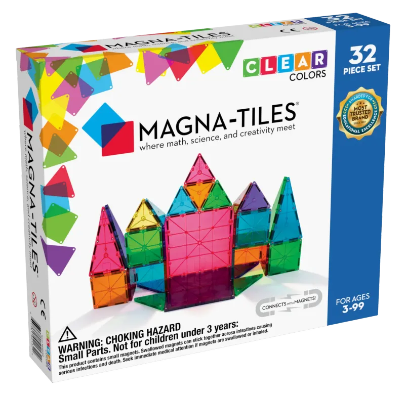 MAGNA-TILES Μαγνητικό Παιχνίδι 32 κομματιών Clear Colors