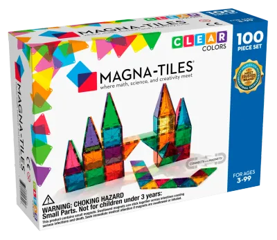 MAGNA-TILES Μαγνητικό Παιχνίδι 100 κομματιών Clear Colors