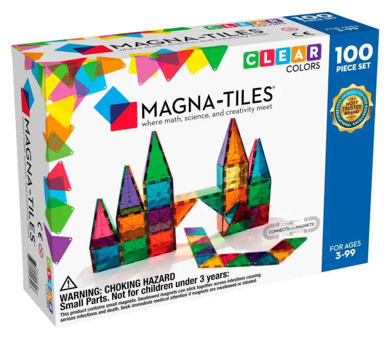 MAGNA-TILES Μαγνητικό Παιχνίδι 100 κομματιών Clear Colors