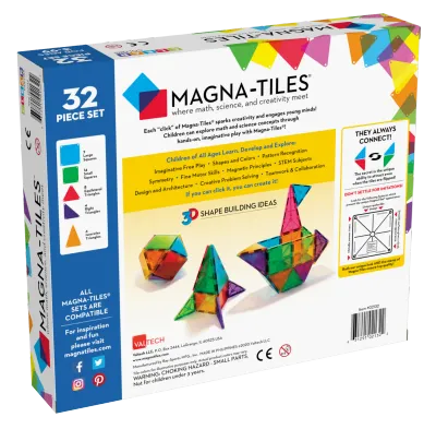 MAGNA-TILES Μαγνητικό Παιχνίδι 32 κομματιών Clear Colors