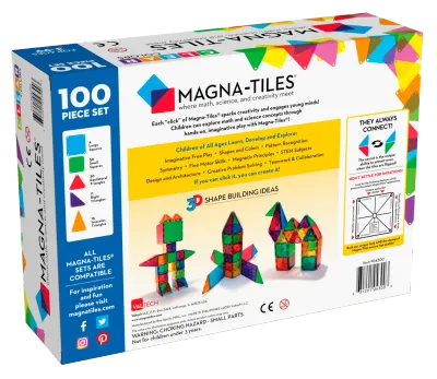 MAGNA-TILES Μαγνητικό Παιχνίδι 100 κομματιών Clear Colors