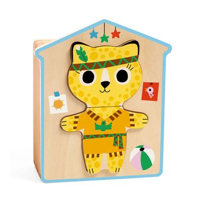 Ξύλινο Παζλ 18pcs Ντύνω τα Ζωάκια Djeco