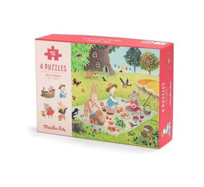 4 Μίνι Παζλ Εποχές 12 κομμάτια Moulin Roty