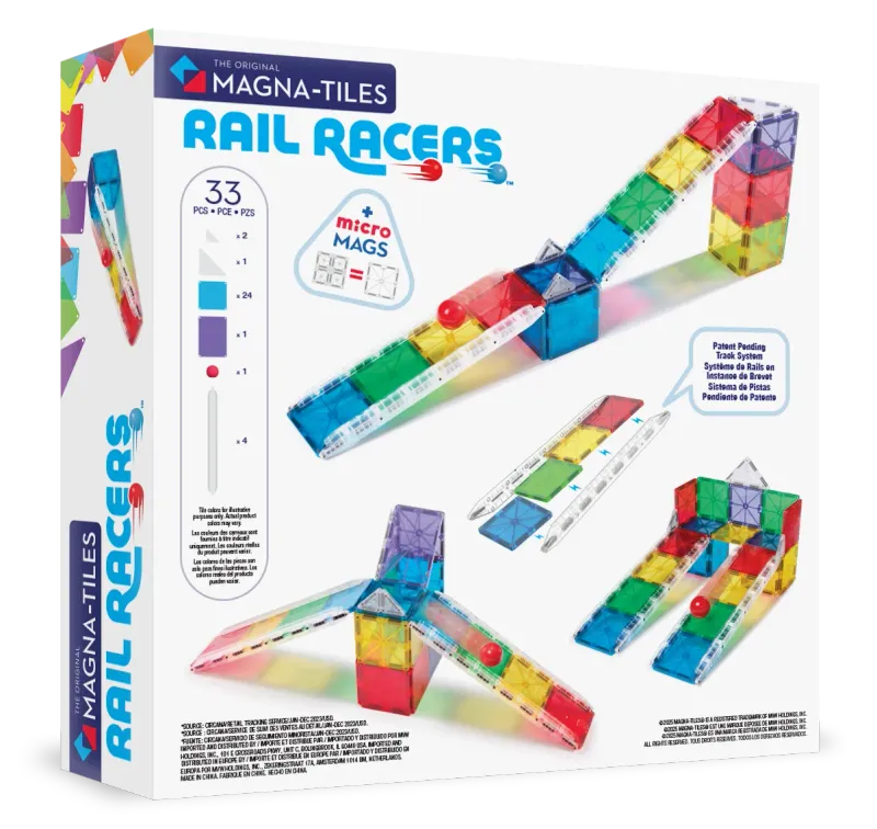 MAGNA-TILES Μαγνητικό Παιχνίδι 33 κομματιών Rail Racers