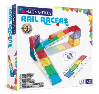 MAGNA-TILES Μαγνητικό Παιχνίδι 33 κομματιών Rail Racers