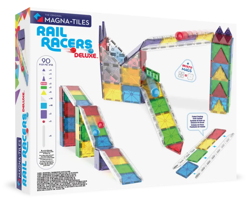 MAGNA-TILES Μαγνητικό Παιχνίδι 90 κομματιών Rail Racers Deluxe