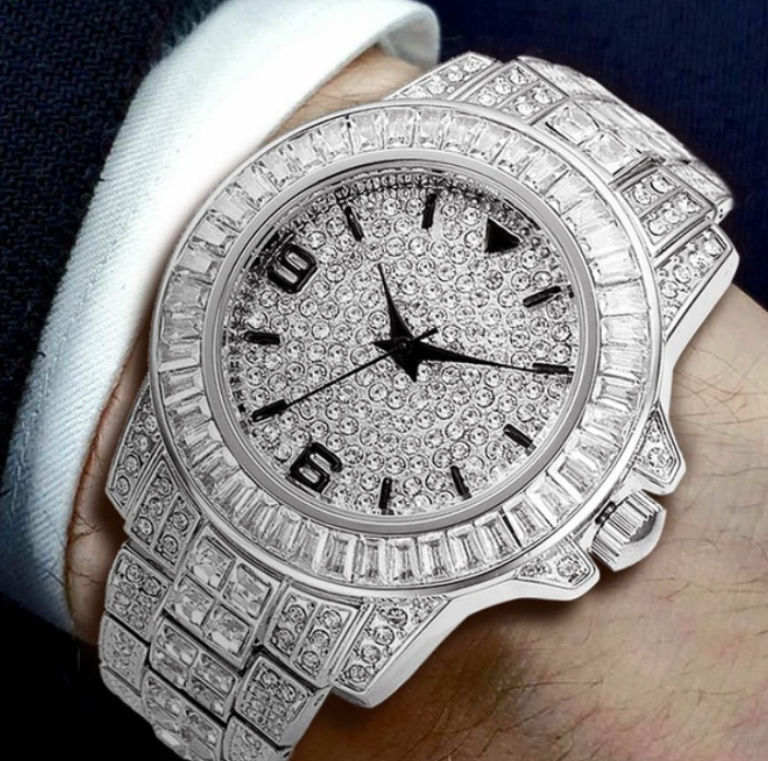 Luxury Diamond Watches for Men Iced Out Watch Hip Hop Waterproof Fashion Quartz Watch