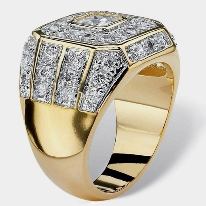 Luxury Men&#39;s Fashion Jewelry Accessories Rings for Men 18K Gold Ring Natural Gemstones White Sapphire Wedding Band Engagement Diamond Ring Fine Jewelry Mens Ring Anel De Ouro