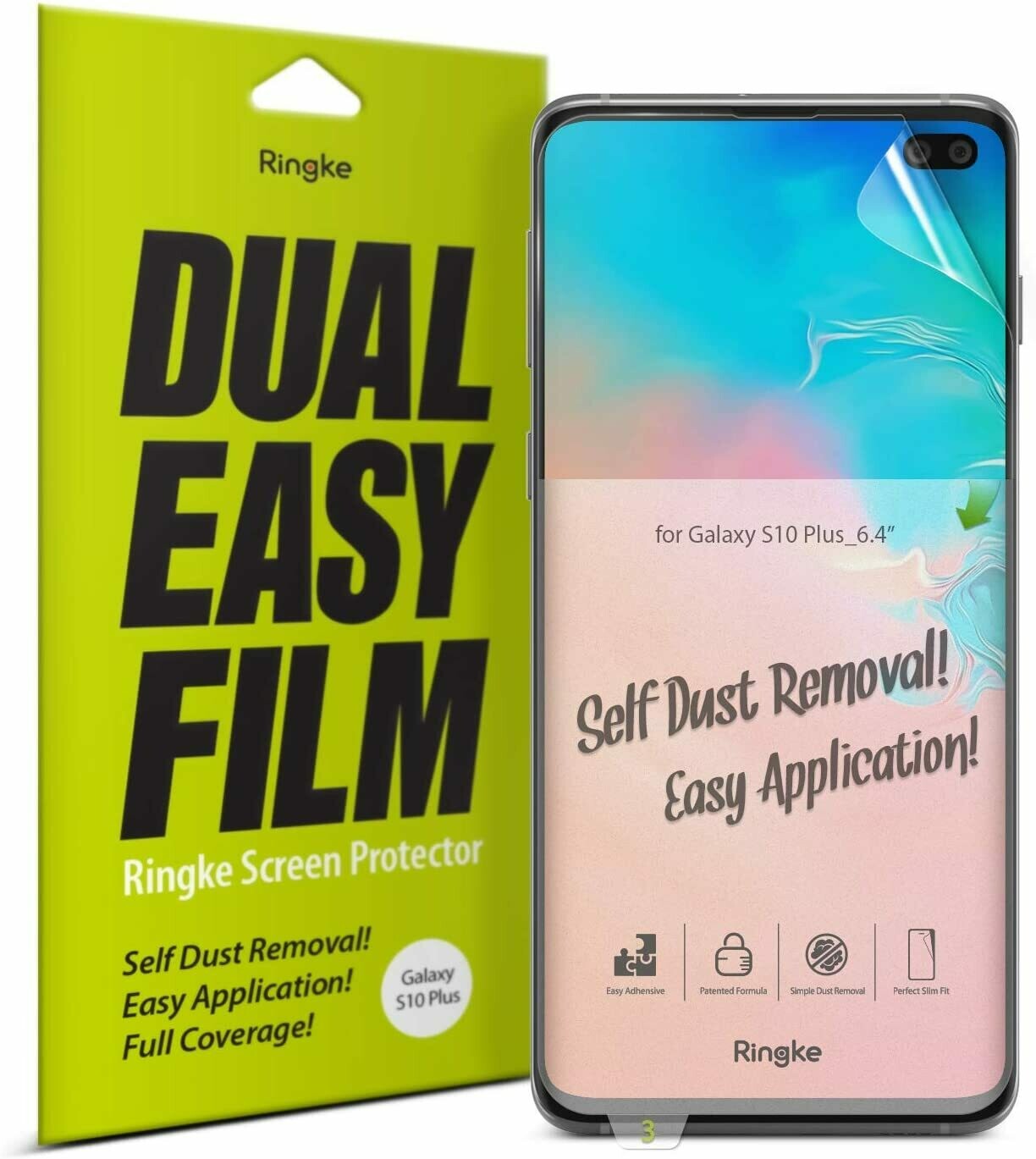 Dual Easy Film (2 Pack) Screen Protector for Galaxy S10+
