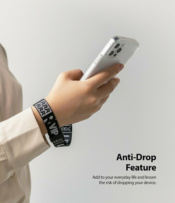 Anti-Drop Nylon Twill Mobile Phone Hand Strap with Polycarbonate Buckle - Ticket Band Black