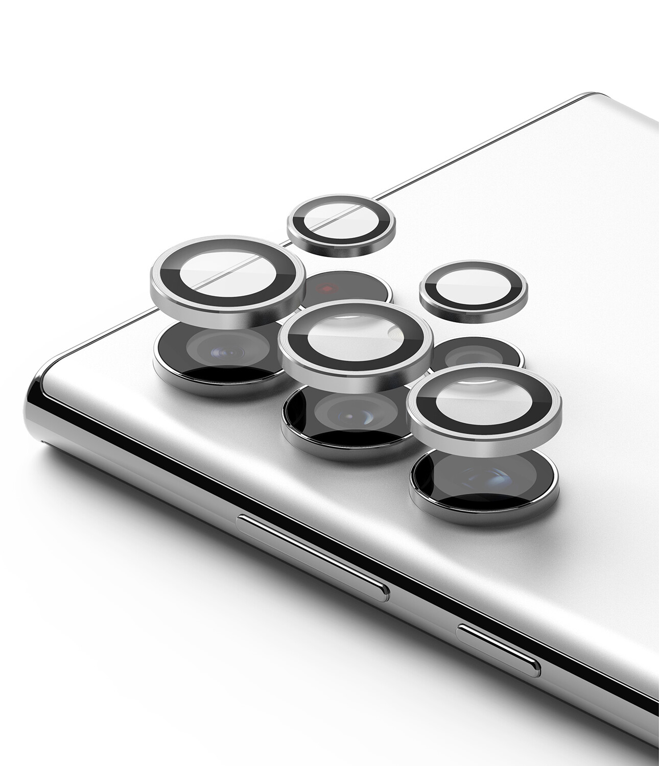 Camera Lens Protectors with Aluminium Alloy Frames for Galaxy S22 Ultra (Set) - Silver