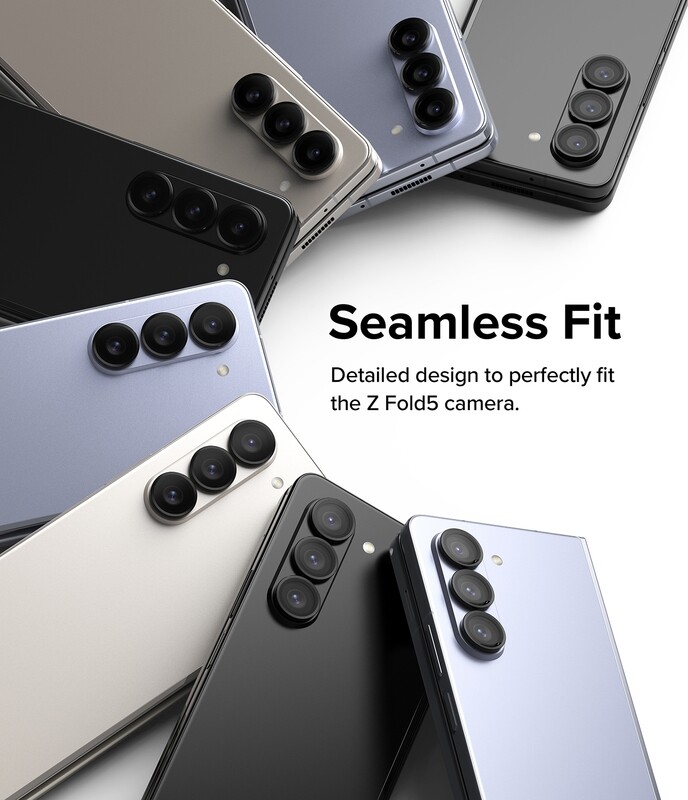 Camera Lens Protectors with Aluminium Alloy Frames for Galaxy Z Fold5 (Set) - Black