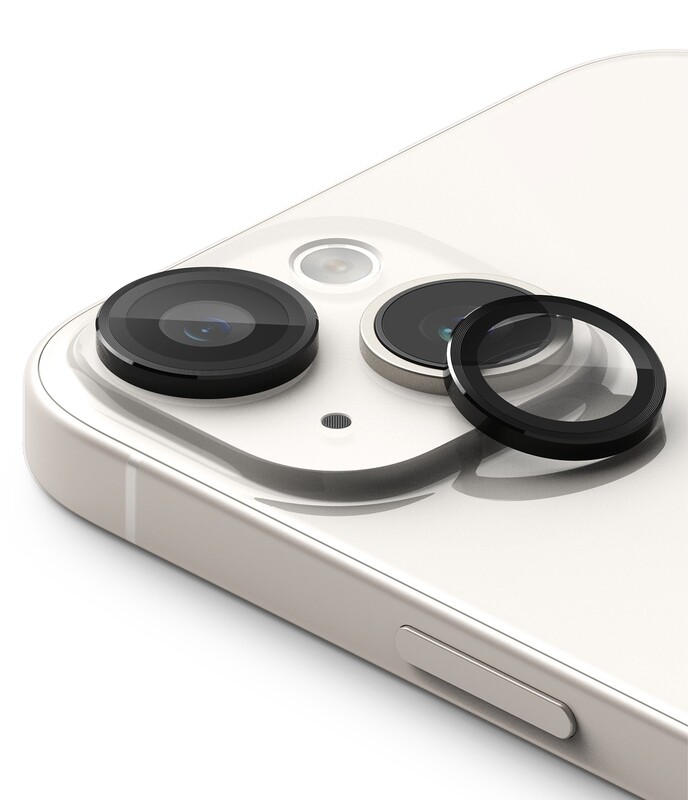 Camera Lens Protectors with Aluminium Alloy Frames for iPhone 15 / iPhone 15 Plus (Set) - Black