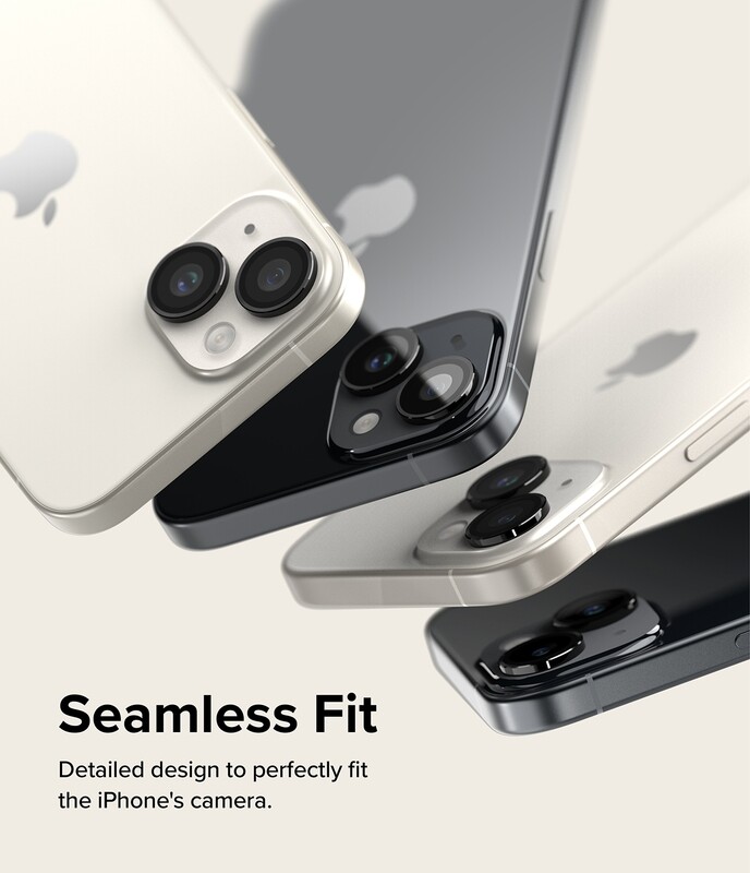 Camera Lens Protectors with Aluminium Alloy Frames for iPhone 15 / iPhone 15 Plus (Set) - Black