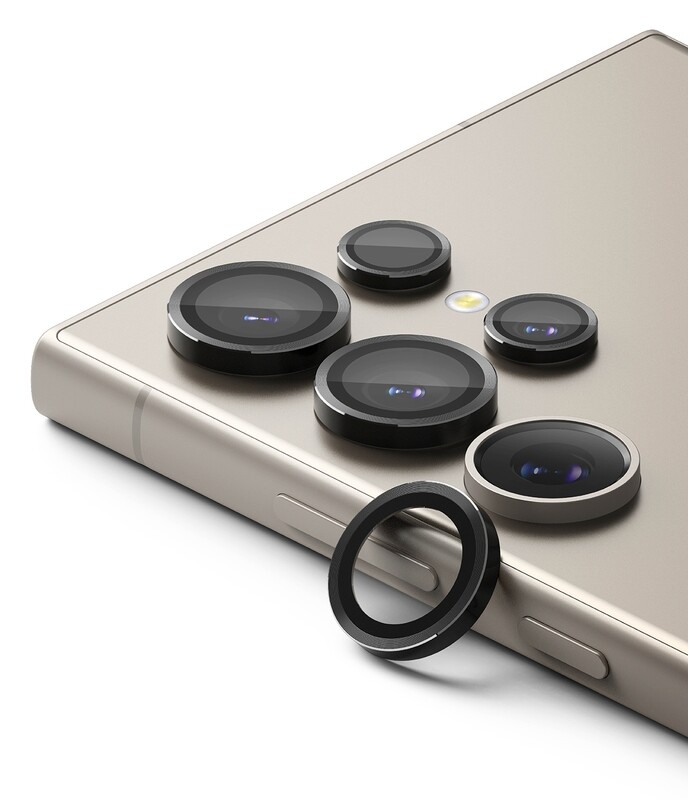 Camera Lens Protectors with Aluminium Alloy Frames for Galaxy S24 Ultra (Set) - Black