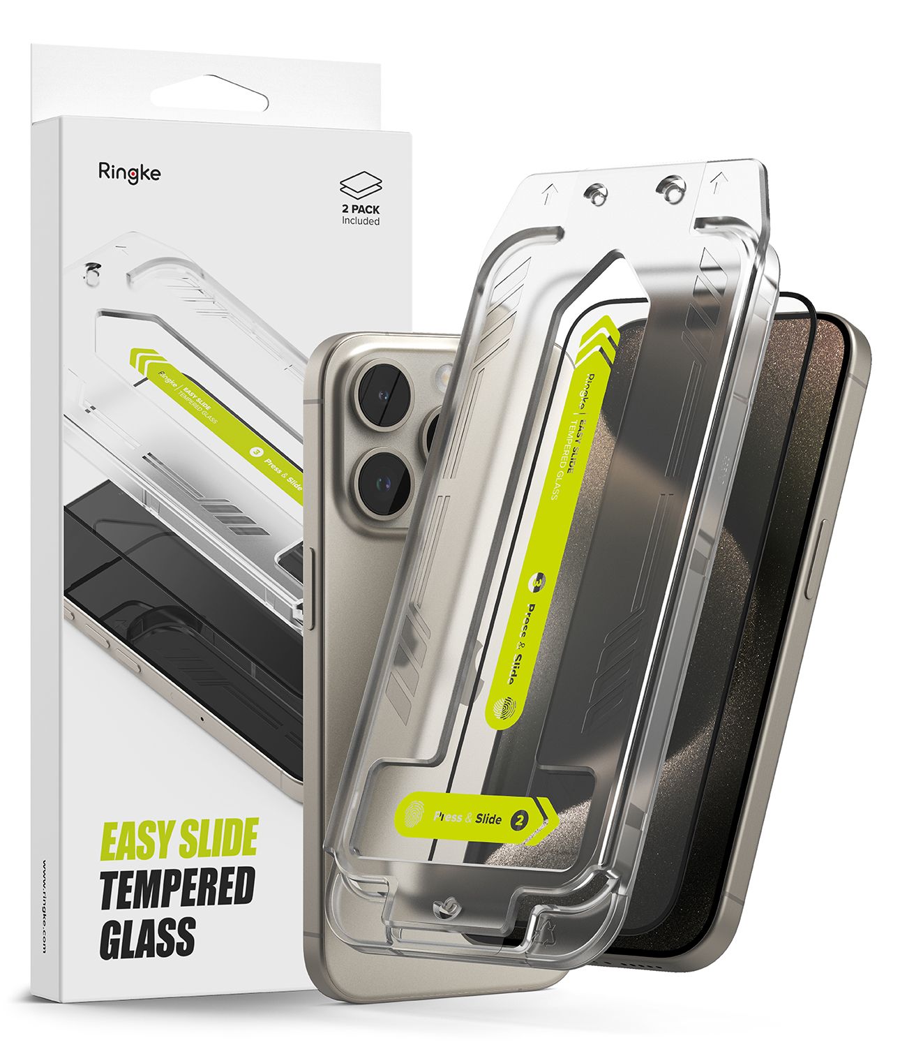 Easy Slide Premium Tempered Glass (2 Pack) Screen Protector for iPhone 15 Pro