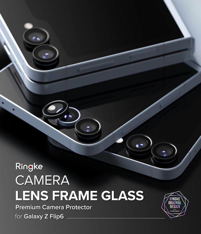 Camera Lens Protectors with Aluminium Alloy Frames for Galaxy Z Flip6 (Set) - Black - 2 Pack