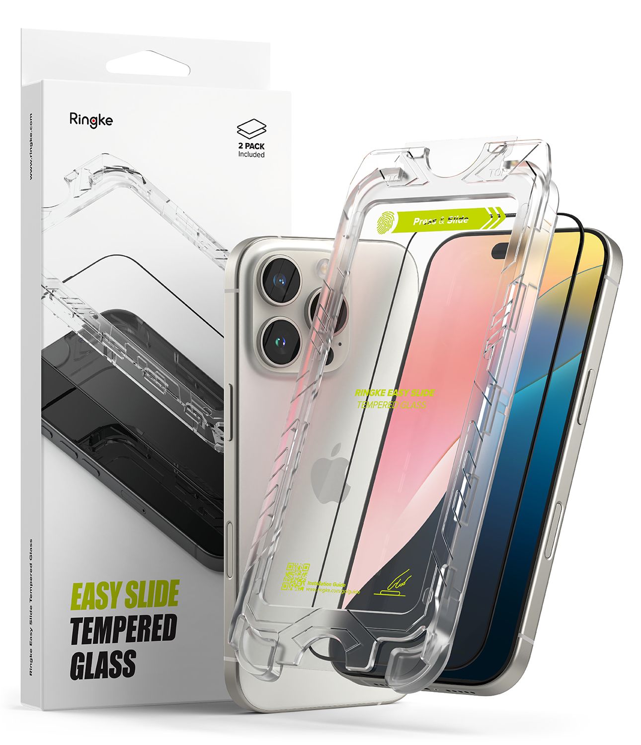 Easy Slide Premium Tempered Glass (2 Pack) Screen Protector for iPhone 16 Pro Max