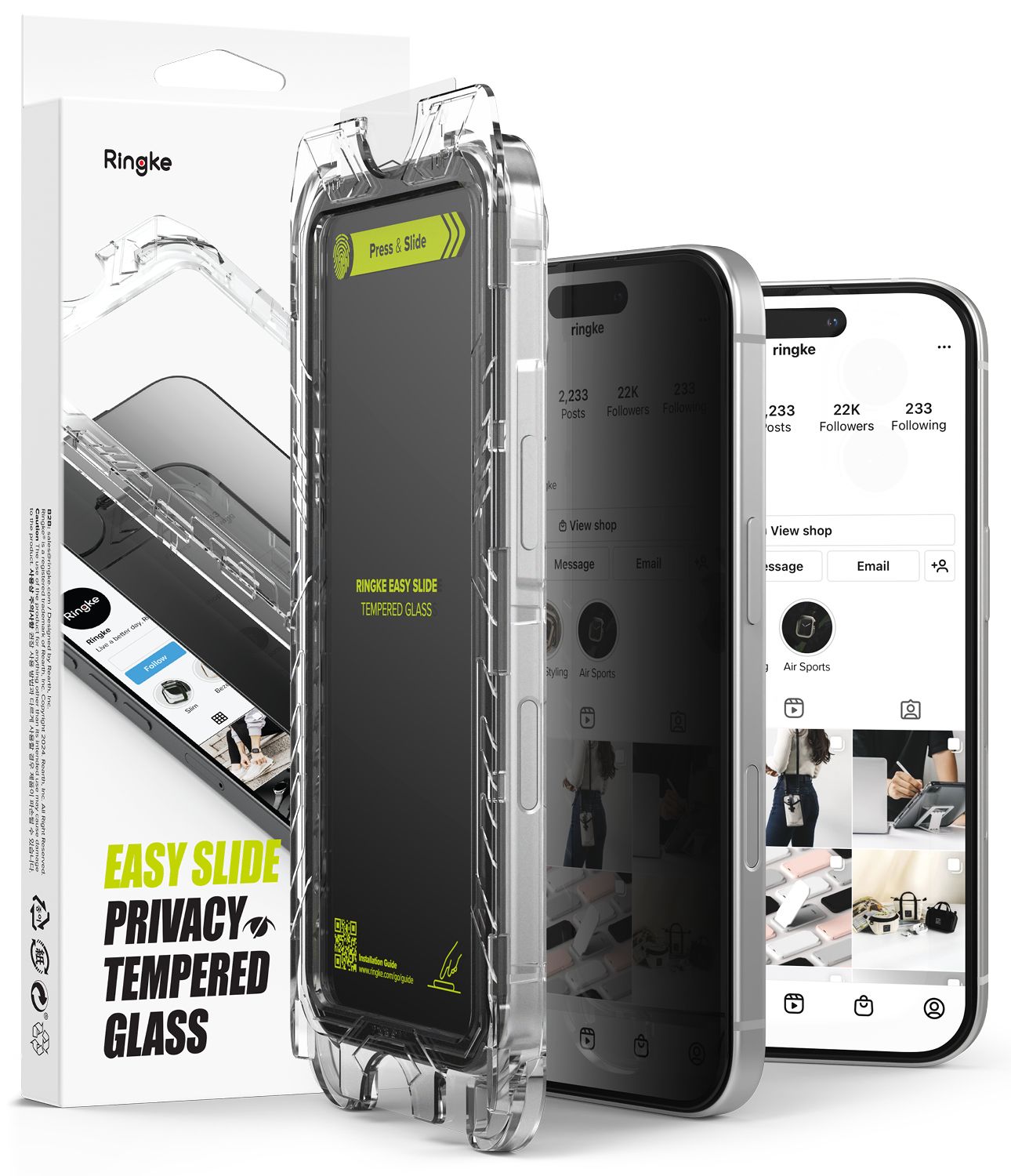 Privacy Easy Slide Premium Tempered Glass (2 Pack) Screen Protector for iPhone 16 Pro Max