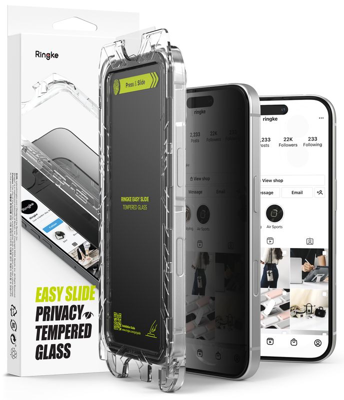 Privacy Easy Slide Premium Tempered Glass (2 Pack) Screen Protector for iPhone 16 Pro Max