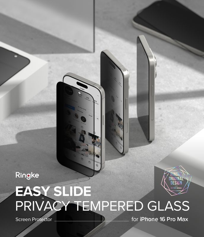 Privacy Easy Slide Premium Tempered Glass (2 Pack) Screen Protector for iPhone 16 Pro Max