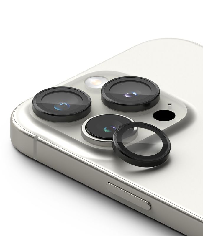 Camera Lens Protectors with Aluminium Alloy Frames for iPhone 16 Pro Max / iPhone 16 Pro (2x Set) - Black