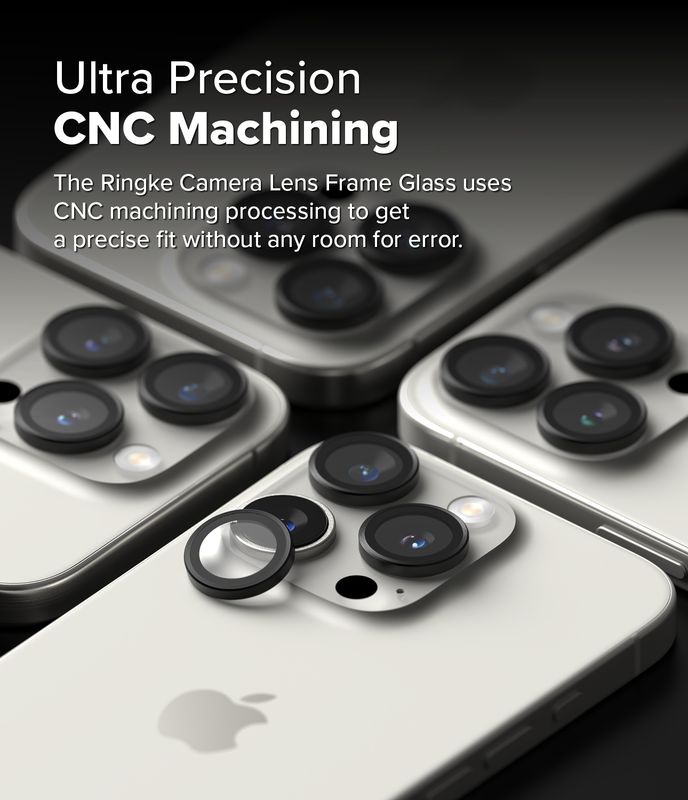 Camera Lens Protectors with Aluminium Alloy Frames for iPhone 16 Pro Max / iPhone 16 Pro (2x Set) - Black