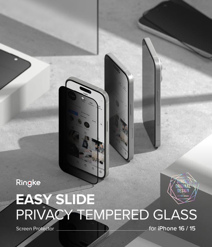 Privacy Easy Slide Premium Tempered Glass (2 Pack) Screen Protector for iPhone 16