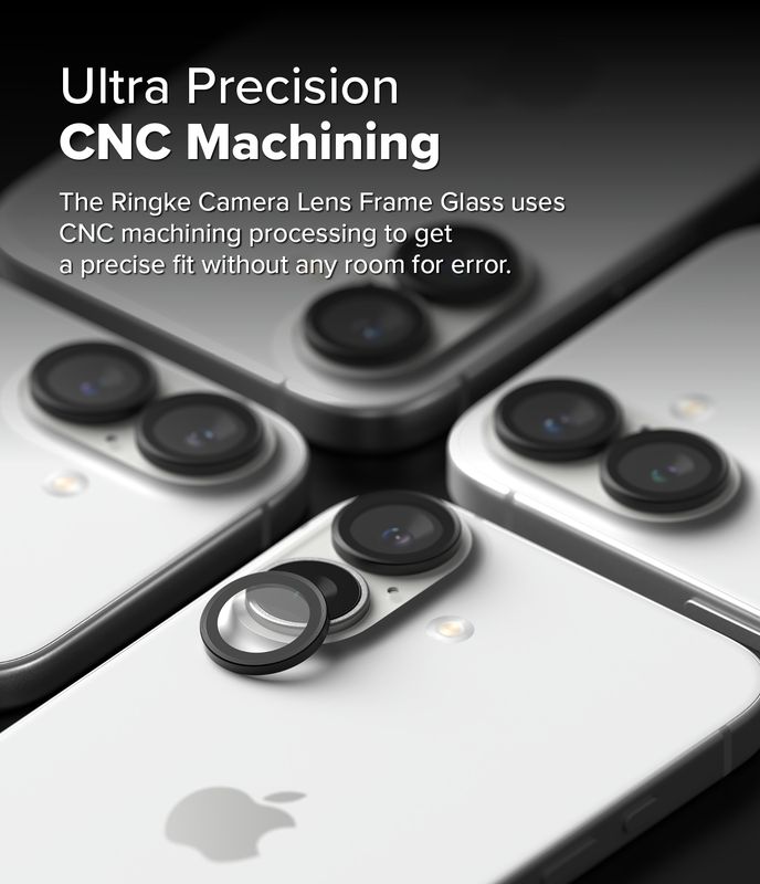 Camera Lens Protectors with Aluminium Alloy Frames for iPhone 16 Plus / iPhone 16 (Set) - Black