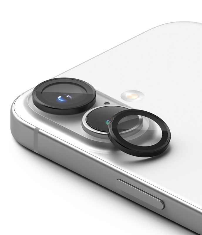 Camera Lens Protectors with Aluminium Alloy Frames for iPhone 16 Plus / iPhone 16 (Set) - Black