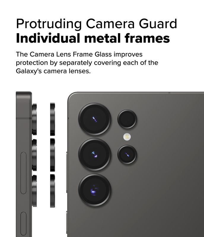 Camera Lens Protectors with Aluminium Alloy Frames for Galaxy S25 Ultra (2 Sets) - Black