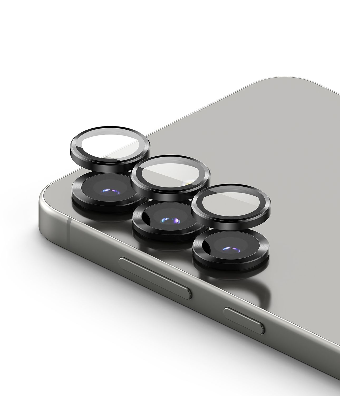 Camera Lens Protectors with Aluminium Alloy Frames for Galaxy S25 (2 Sets) - Black