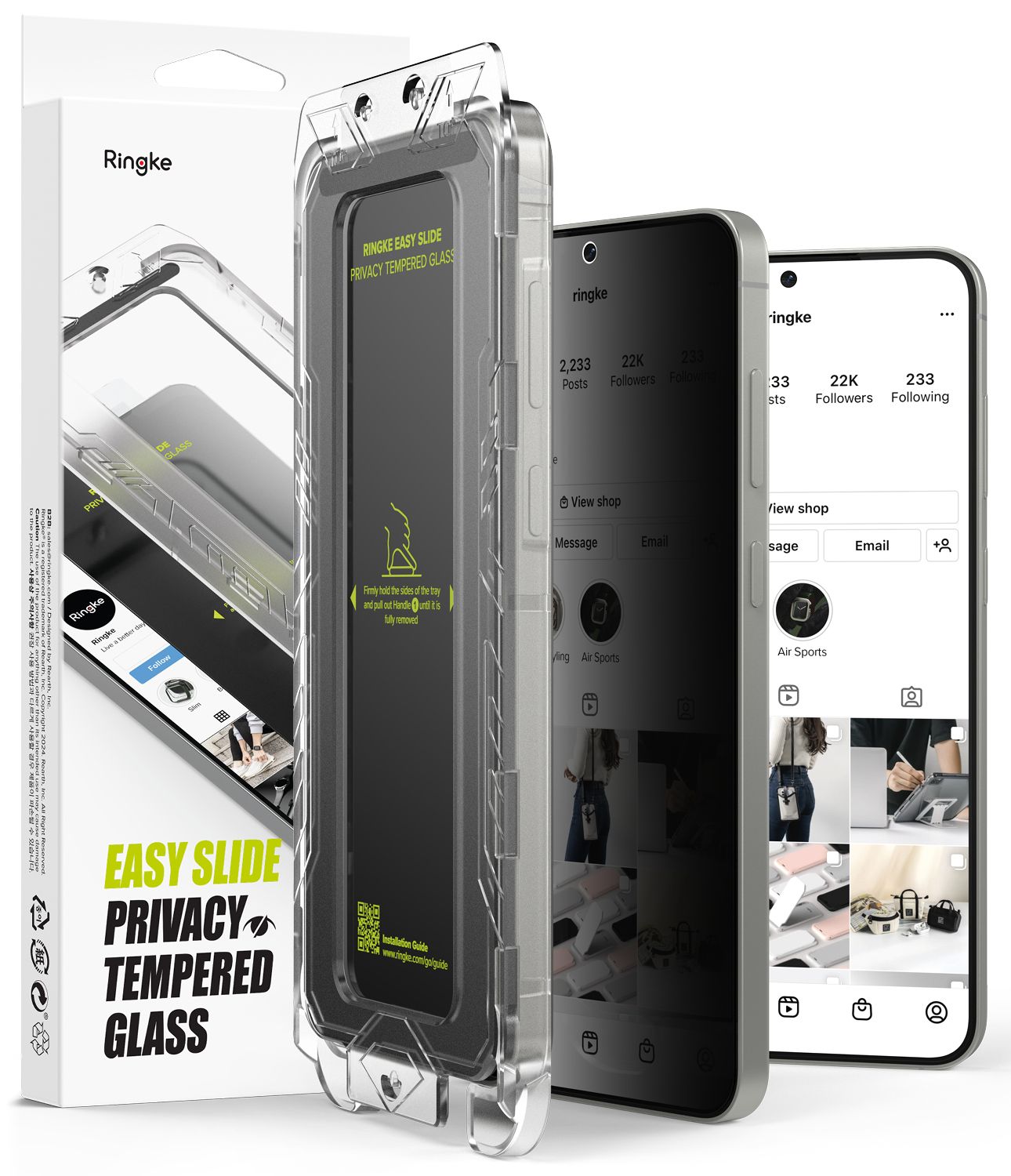 Privacy Easy Slide Premium Tempered Glass (2 Pack) Screen Protector for Galaxy S25 Plus