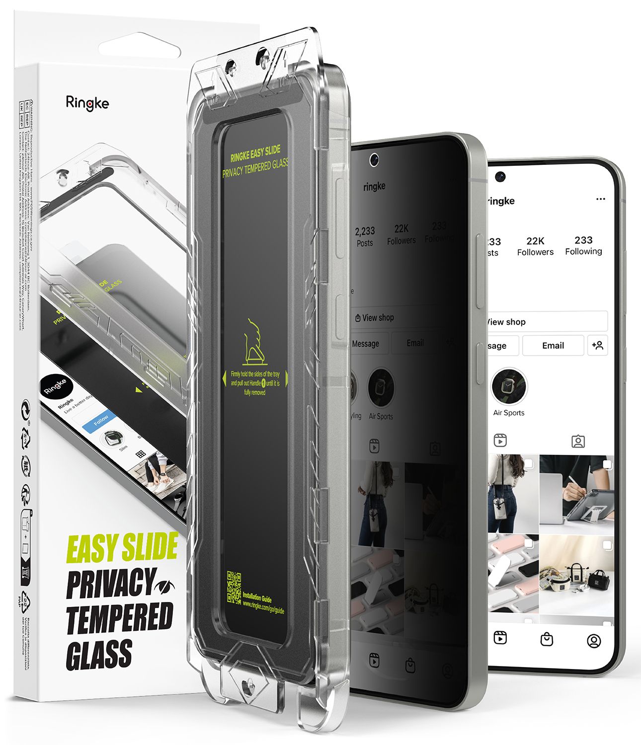 Privacy Easy Slide Premium Tempered Glass (2 Pack) Screen Protector for Galaxy S25